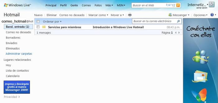 interior del correo hotmail interior del correo hotmail